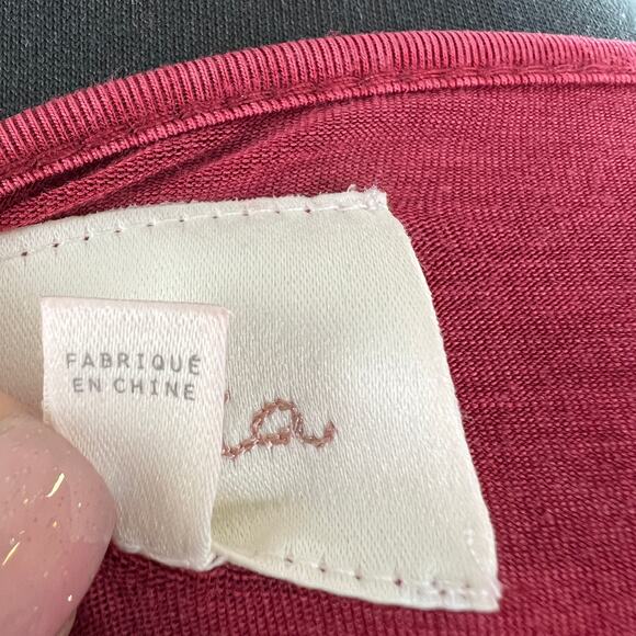 Anthropologie DELETTA Red Burgundy Sirpo Wrap Pullover Blouse Top Bell Sleeve XS - Picture 10 of 10